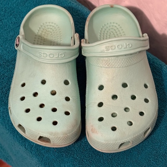 Seafoam Green Original Crocs Mens Sz 4 Womens Sz 6 GUC See Pics - Picture 2 of 7